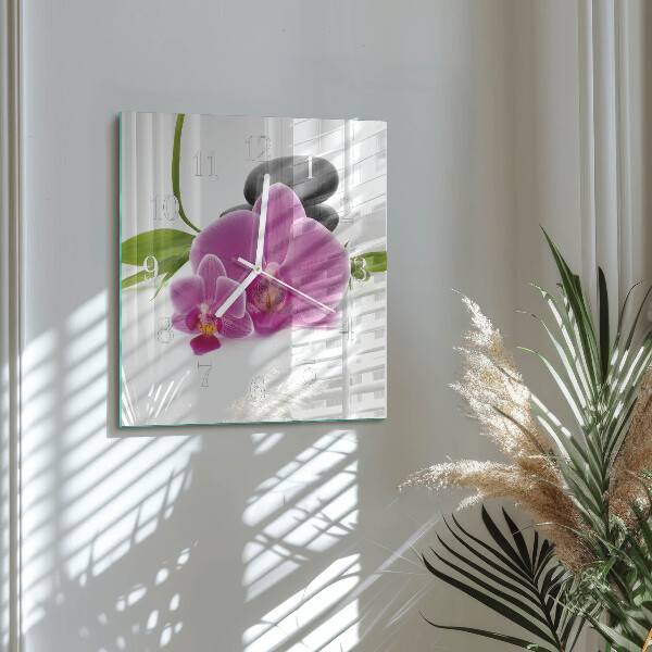 Štvorcové hodiny Orchidea