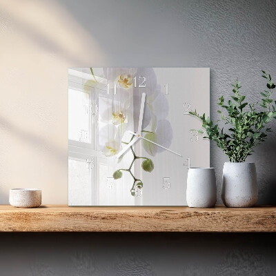 Štvorcové hodiny Orchidea