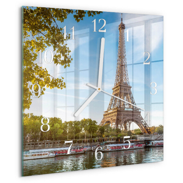 Štvorcové hodiny Eiffelova veža v Paríži
