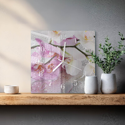 Štvorcové hodiny Orchidea