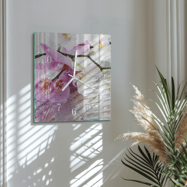 Štvorcové hodiny Orchidea