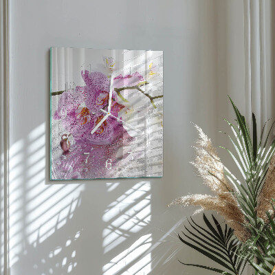 Štvorcové hodiny Orchidea