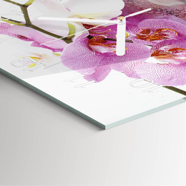 Štvorcové hodiny Orchidea