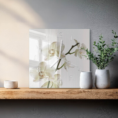 Štvorcové hodiny Orchidea