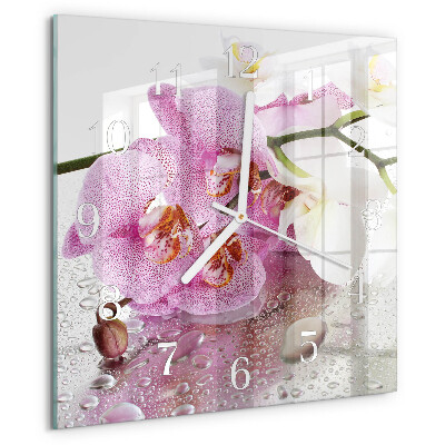 Štvorcové hodiny Orchidea