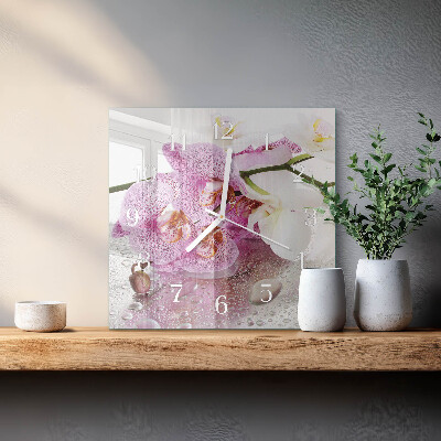 Štvorcové hodiny Orchidea