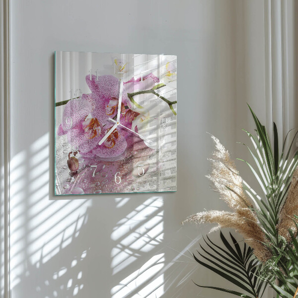 Štvorcové hodiny Orchidea