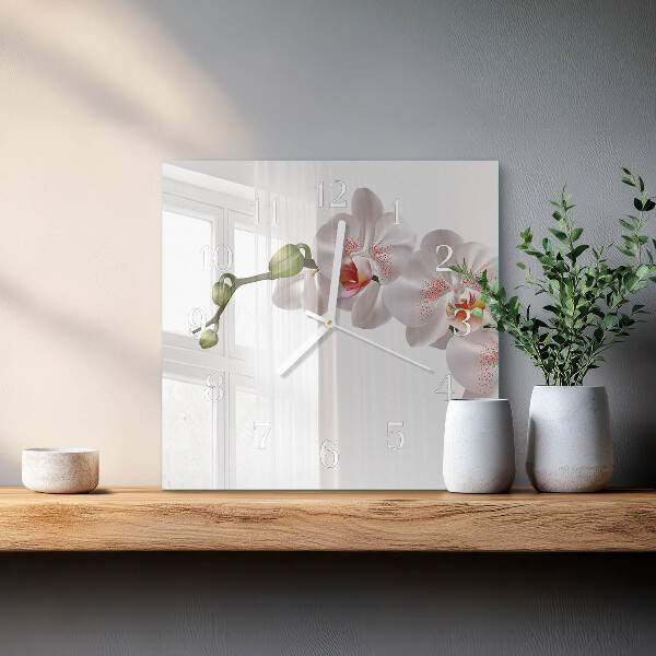 Štvorcové hodiny Orchidea