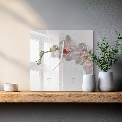 Štvorcové hodiny Orchidea