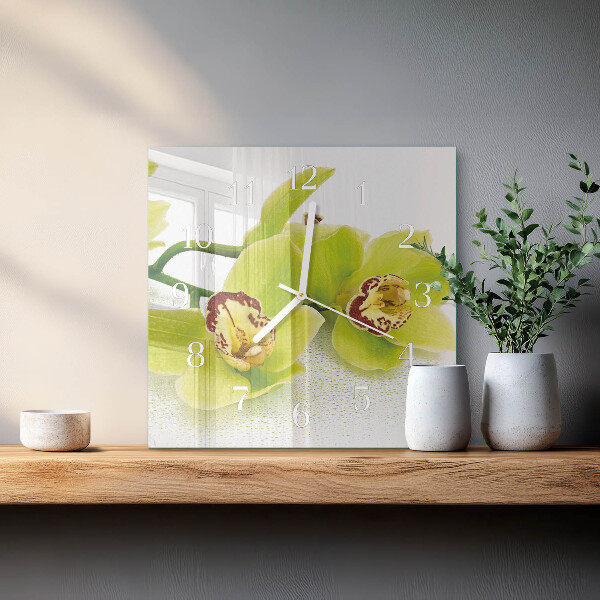 Štvorcové hodiny Orchidea