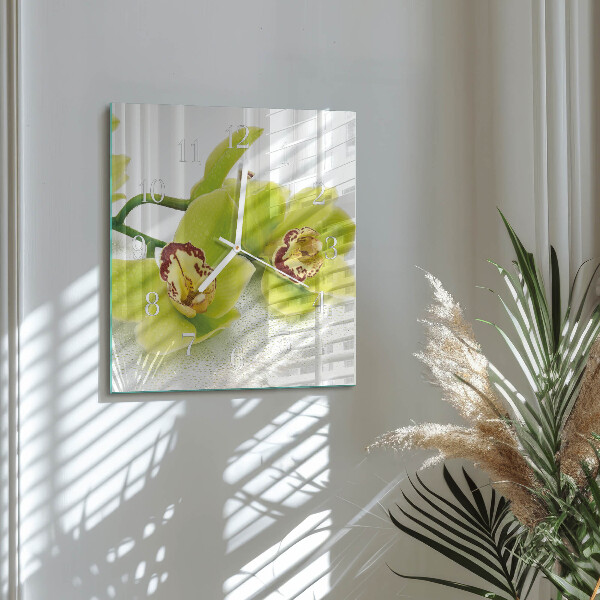 Štvorcové hodiny Orchidea