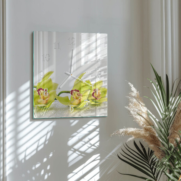Štvorcové hodiny Orchidea
