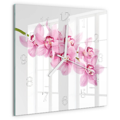 Štvorcové hodiny Orchidea