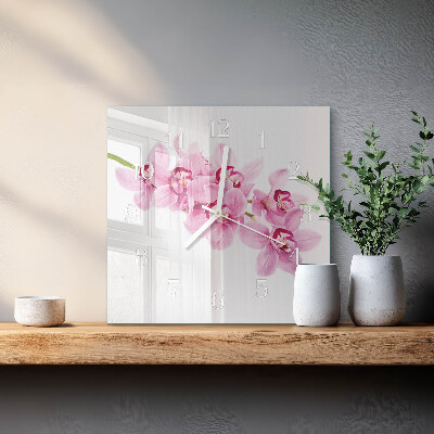 Štvorcové hodiny Orchidea
