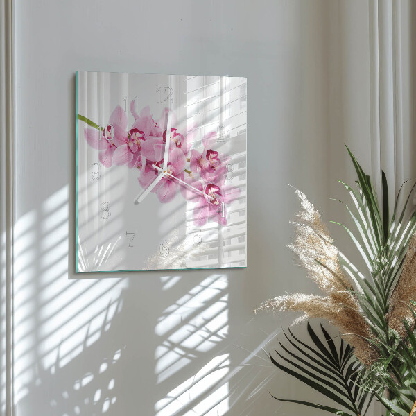 Štvorcové hodiny Orchidea