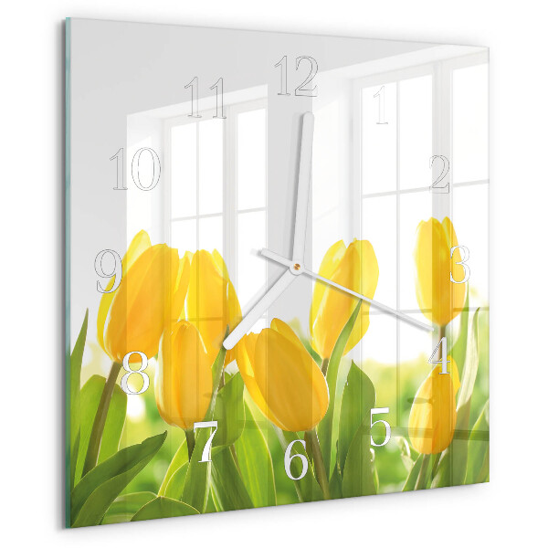 Štvorcové hodiny Tulipány