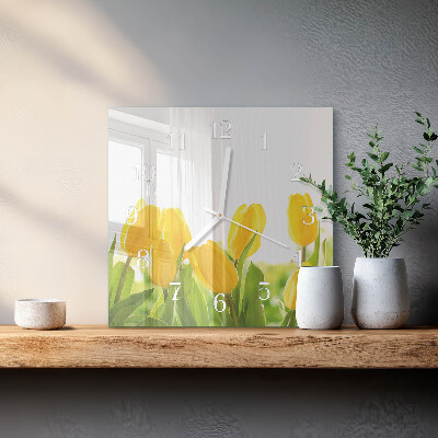 Štvorcové hodiny Tulipány
