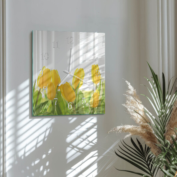 Štvorcové hodiny Tulipány