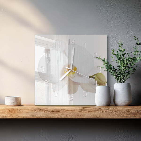 Štvorcové hodiny Orchidea