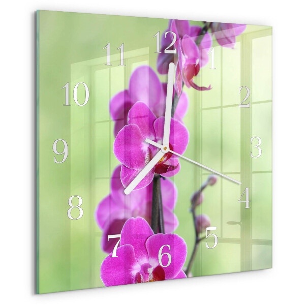 Štvorcové hodiny Orchidea