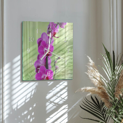 Štvorcové hodiny Orchidea
