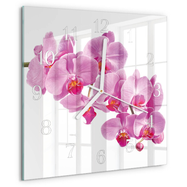 Štvorcové hodiny Orchidea