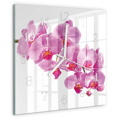 Štvorcové hodiny Orchidea