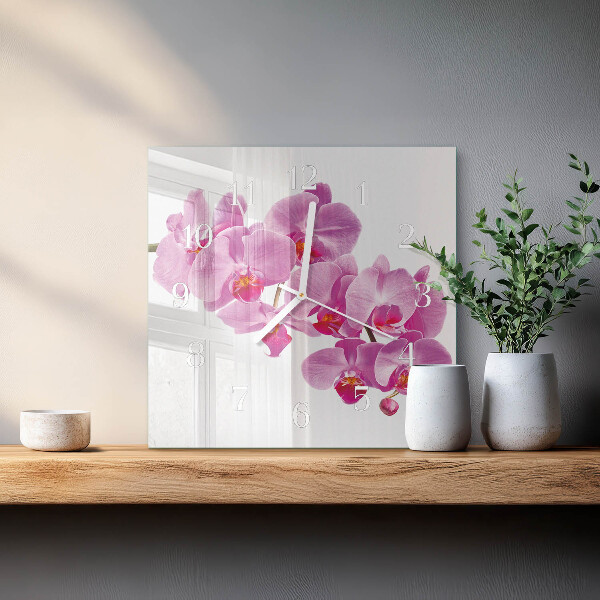 Štvorcové hodiny Orchidea