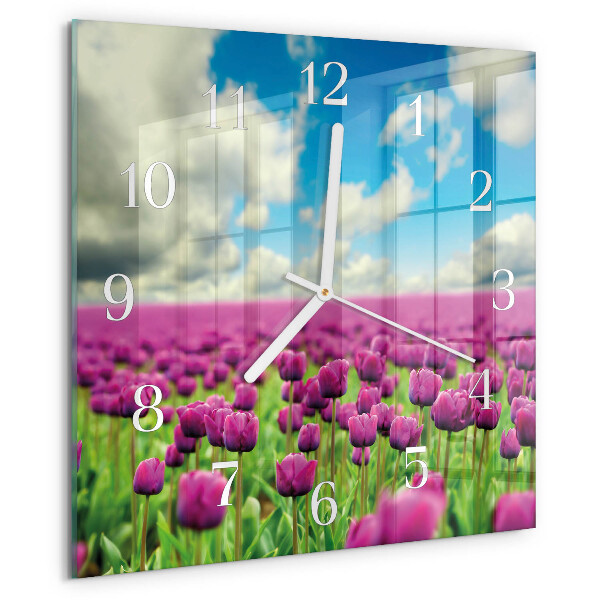 Štvorcové hodiny Tulipány
