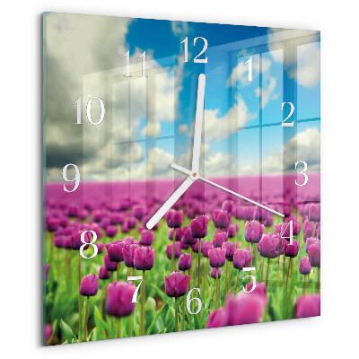 Štvorcové hodiny Tulipány