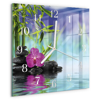 Štvorcové hodiny Kúpeľná orchidea
