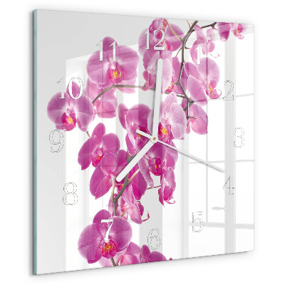Štvorcové hodiny Orchidea