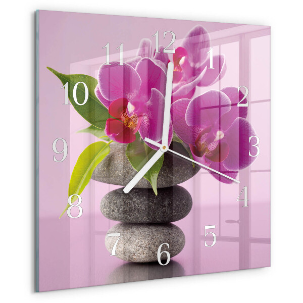 Štvorcové hodiny Orchidea