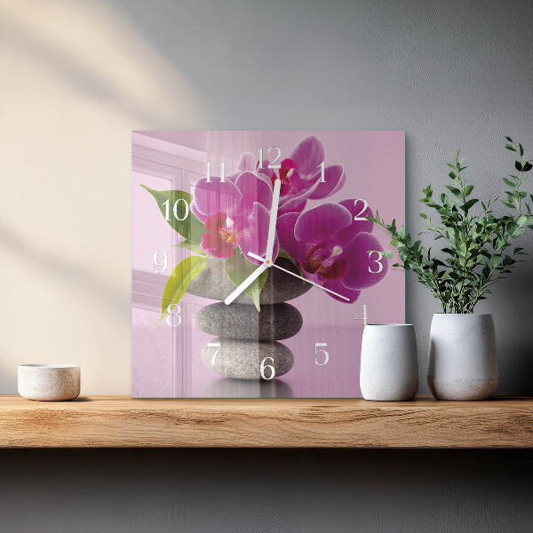 Štvorcové hodiny Orchidea