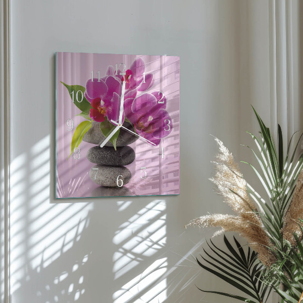 Štvorcové hodiny Orchidea