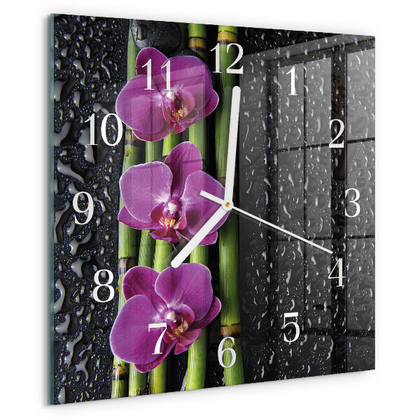 Štvorcové hodiny Orchidea