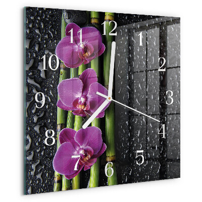 Štvorcové hodiny Orchidea