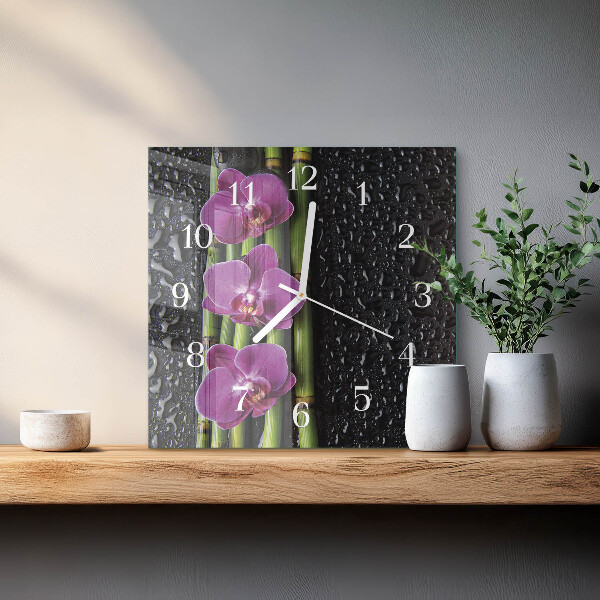 Štvorcové hodiny Orchidea