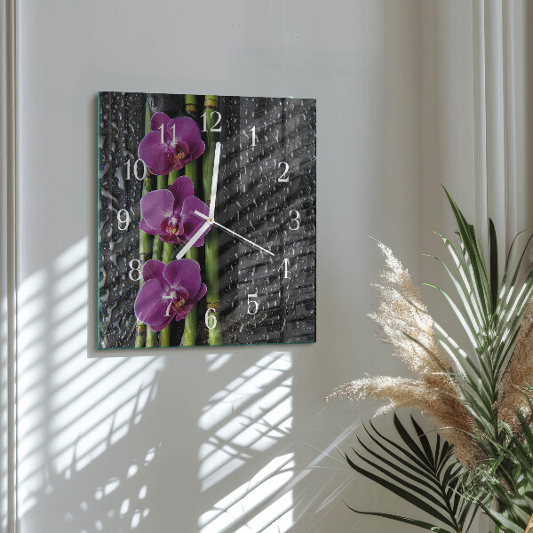 Štvorcové hodiny Orchidea