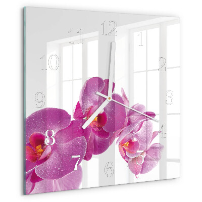 Štvorcové hodiny Orchidea