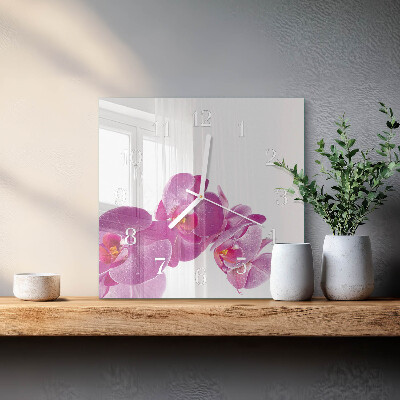 Štvorcové hodiny Orchidea