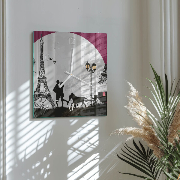 Štvorcové hodiny Láska k Parížu