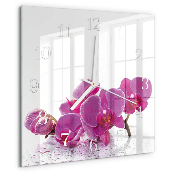 Štvorcové hodiny Orchidea