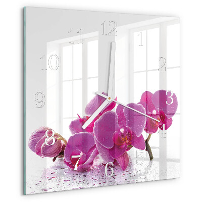 Štvorcové hodiny Orchidea