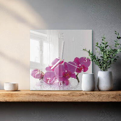 Štvorcové hodiny Orchidea