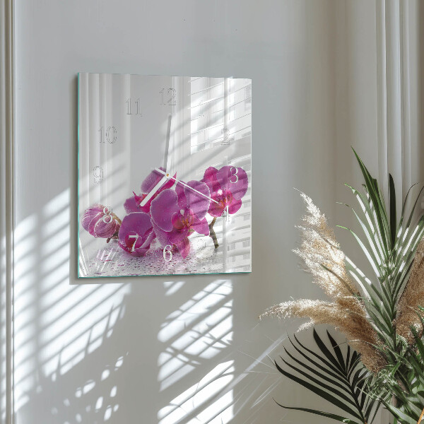Štvorcové hodiny Orchidea