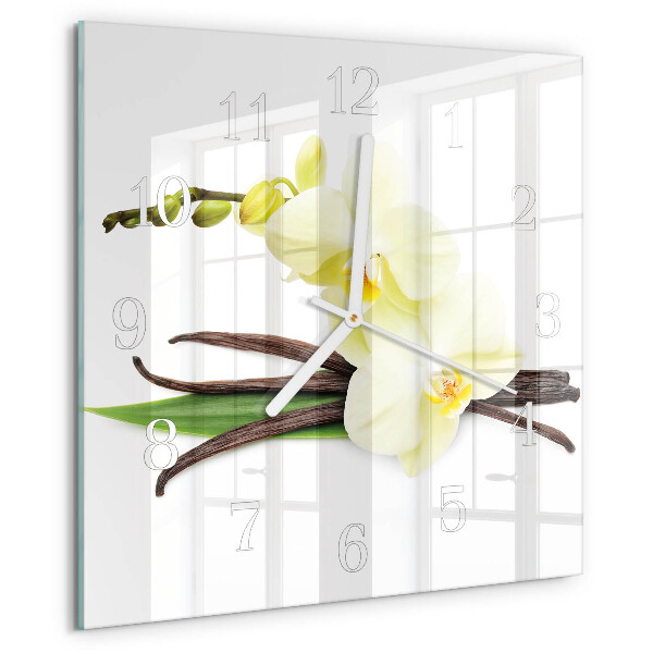 Štvorcové hodiny Vanilková orchidea