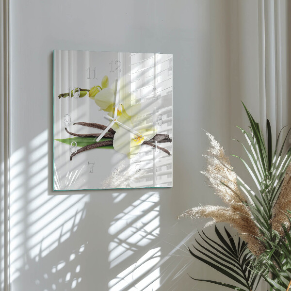 Štvorcové hodiny Vanilková orchidea
