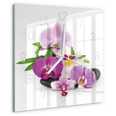 Štvorcové hodiny Orchidea