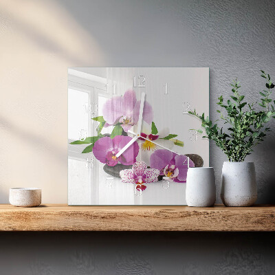 Štvorcové hodiny Orchidea